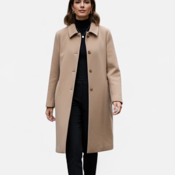 Lands' End Jackets & Blazers - Lands' End 100% Wool Women's Camel Overcoat - Size 44